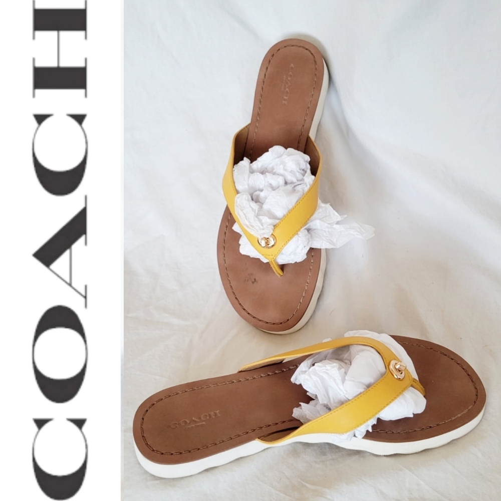 Coach Yellow Gold Brown Sandals